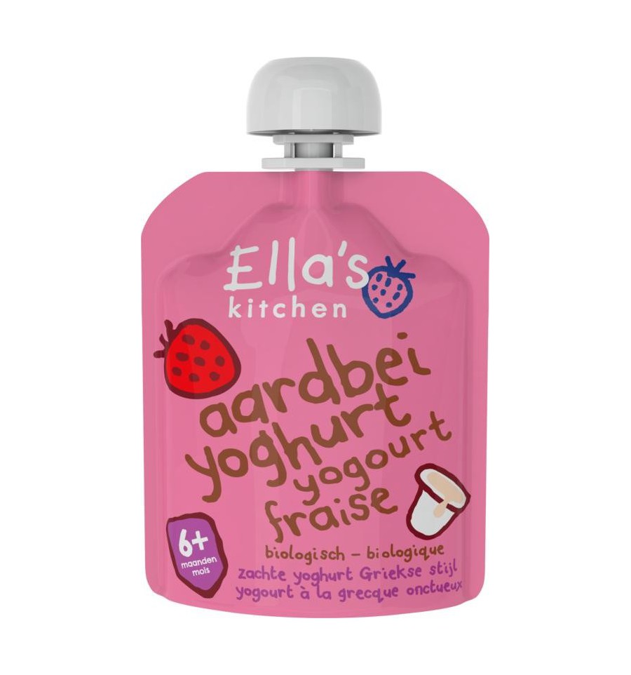 Ella's Kitchen Ella&apos;s Kitchen Aardbei yoghurt griekse stijl 6+ maanden 90 gram