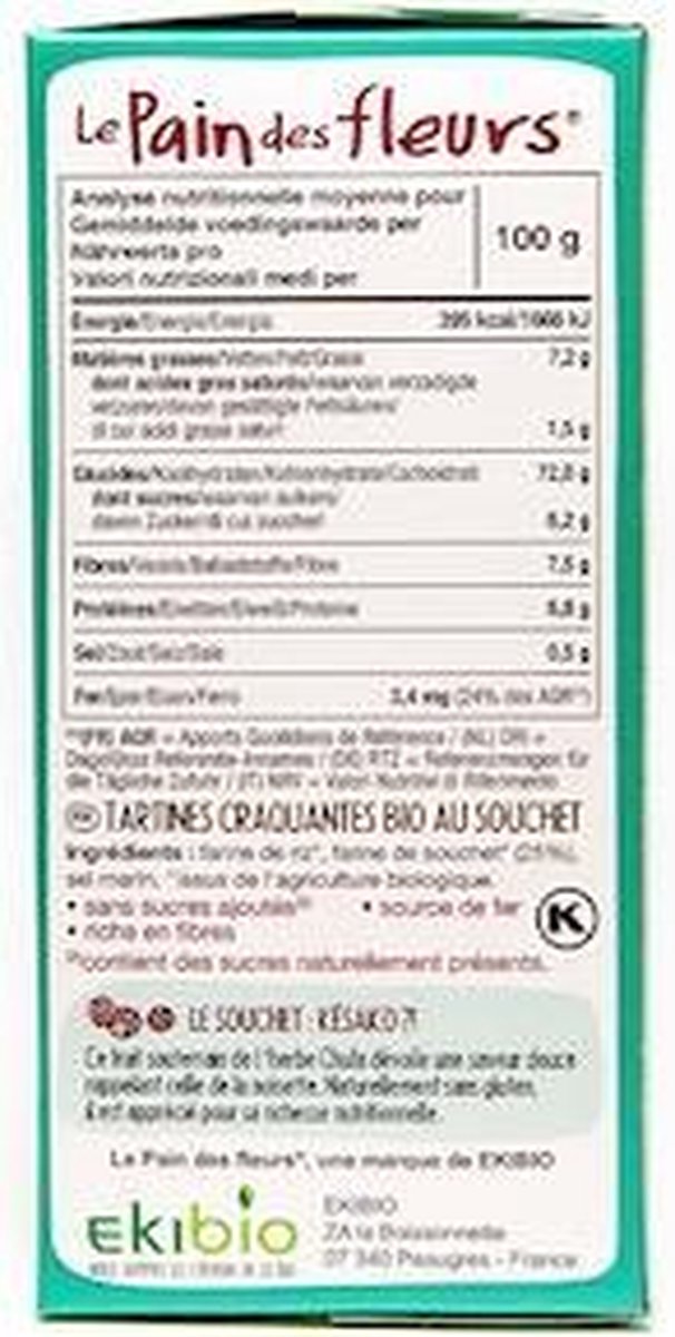 Le Pain des Fleurs Pain Des Fleurs Souchet crackers met aardamandel 150 gram