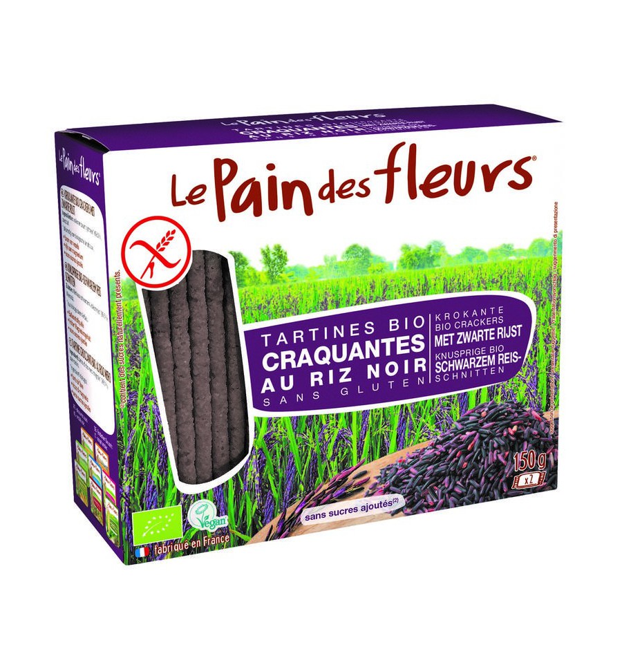 Le Pain des Fleurs Pain Des Fleurse rijst crackers 150 gram - Zwart