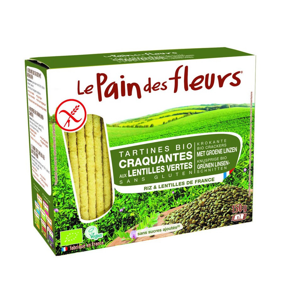 Le Pain des Fleurs Pain Des Fleurs Crackers groene linzen 150 gram
