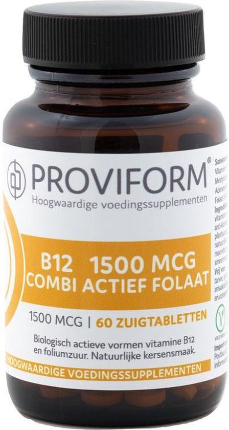 Proviform Vitamine B12 1500 mcg combi actief folaat 60 zuigtabletten