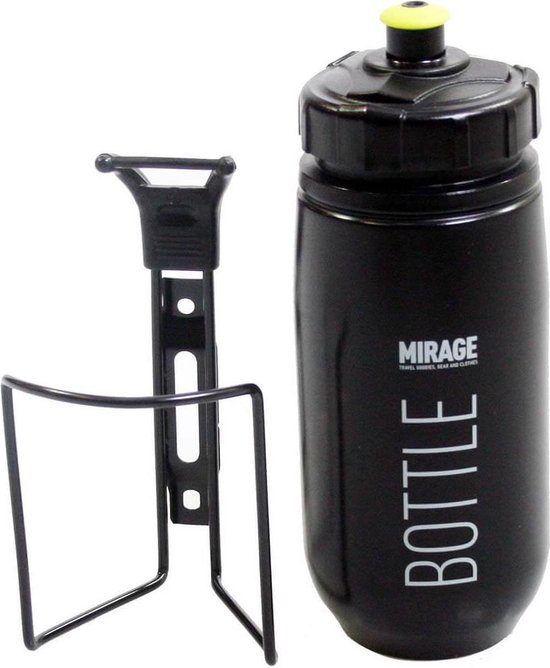 Mirage bidon met houder 600 ml - Zwart