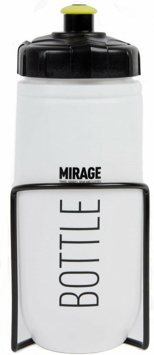 Mirage bidon met bidonhouder/zwart 600 ml - Wit