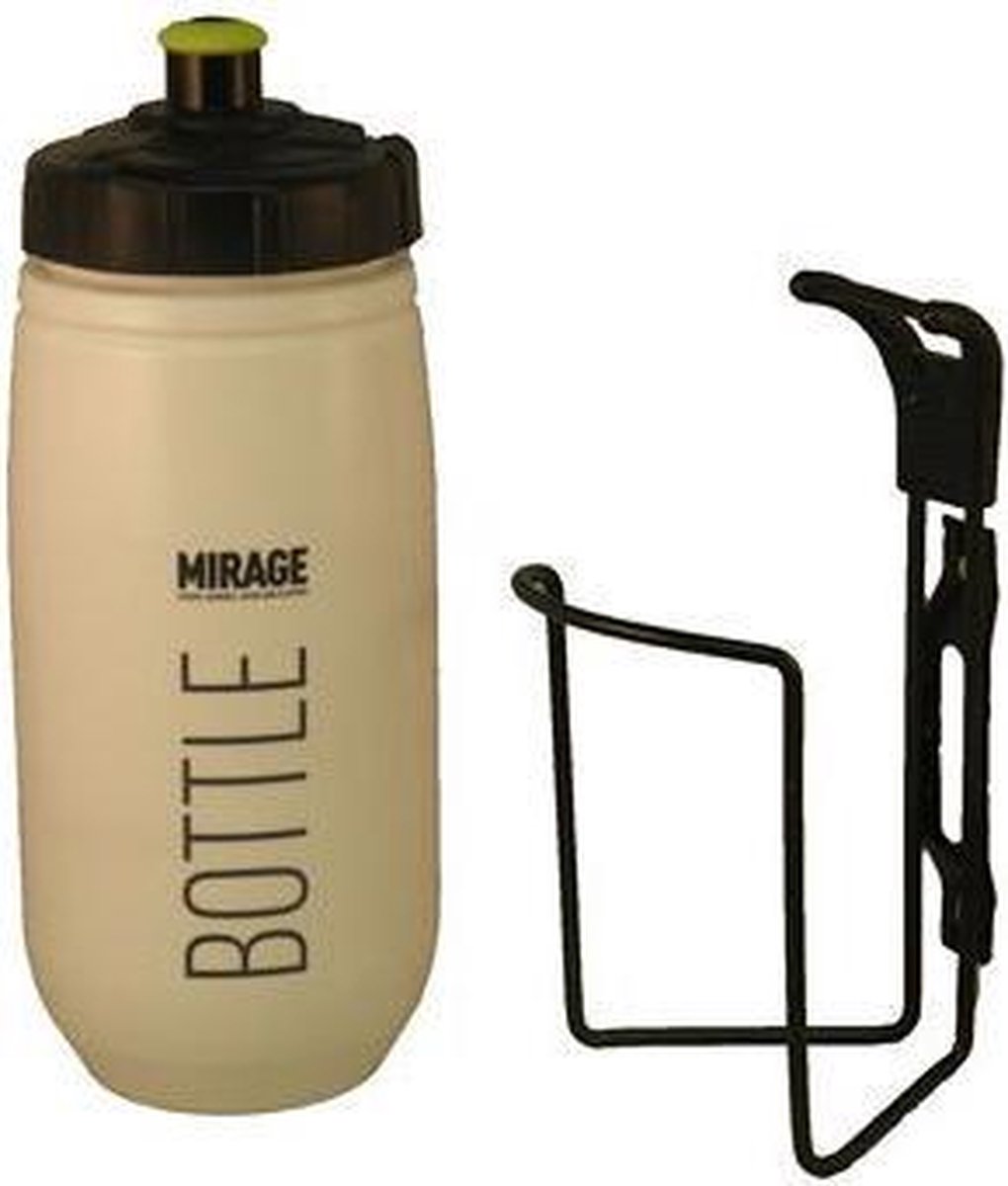 Mirage bidon met bidonhouder/zwart 600 ml - Wit