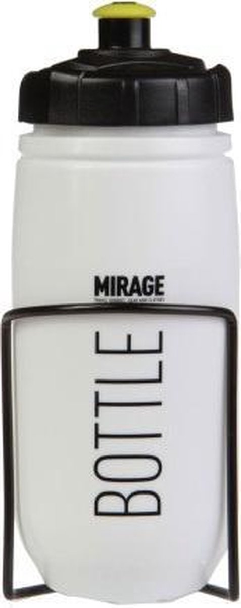 Mirage bidon met bidonhouder/zwart 600 ml - Wit