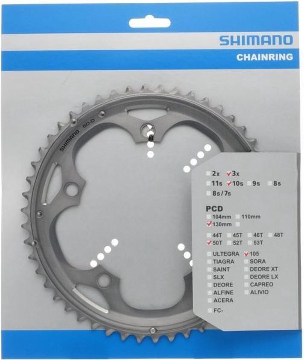 Shimano kettingblad 105 FC 5703S 50t 130 mm zilver - Silver