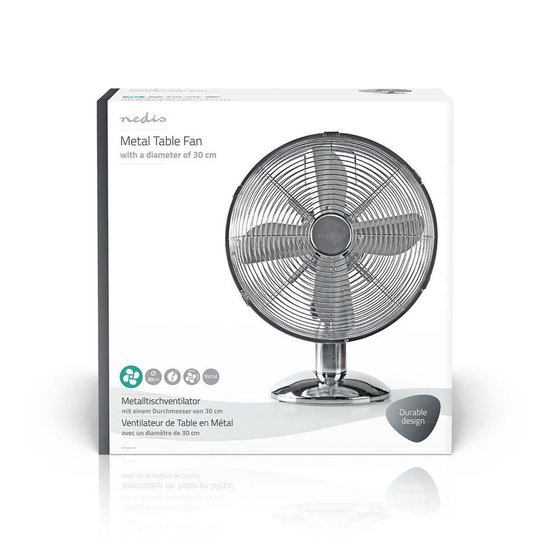 Nedis Tafelventilator 30cm metaal chroom - Grijs