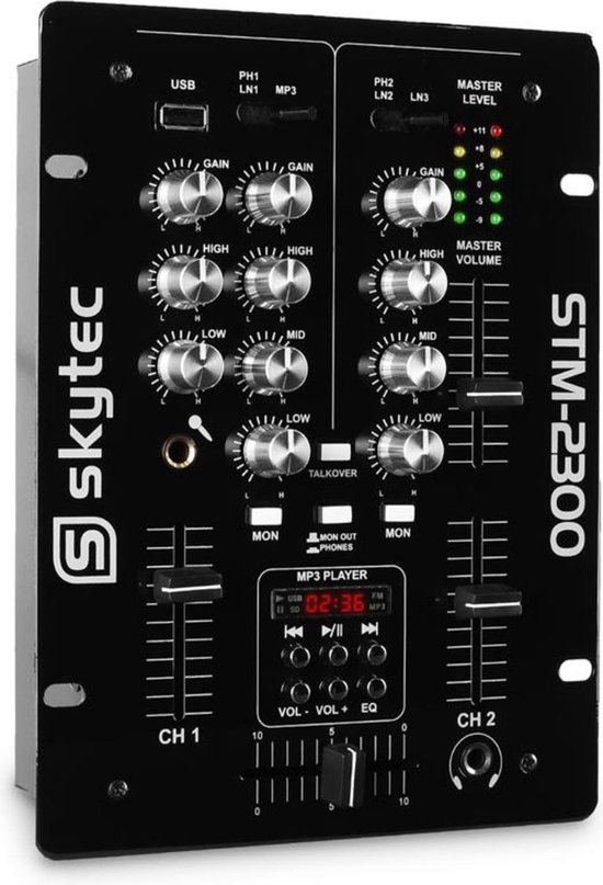 SKYTEC STM-2300 Mixer 2-Kanaals met USB/MP3-speler
