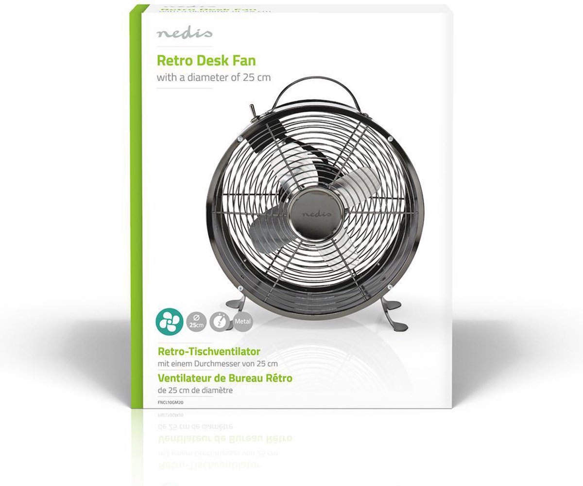 Nedis Bureauventilator retro 25cm metaal - Grijs