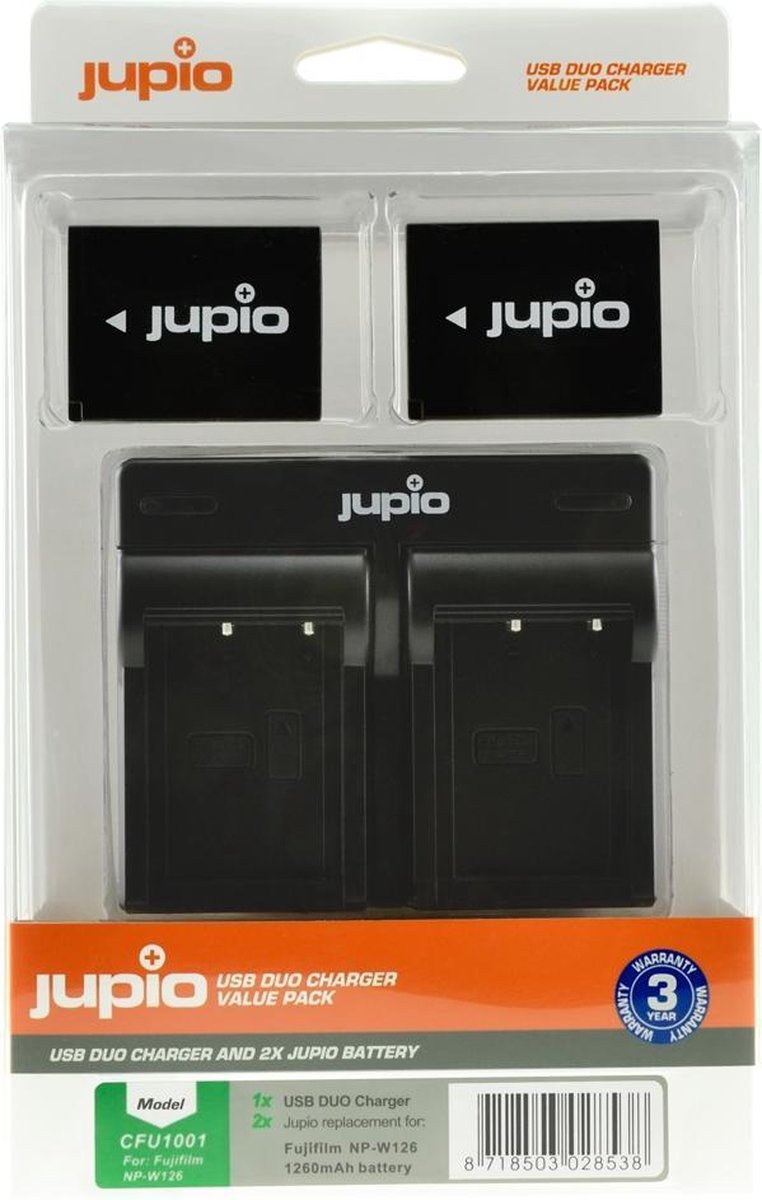 Jupio Kit: 2x Battery NP-W126S + USB Dual Charger