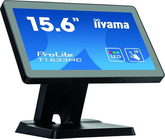 iiyama ProLite T1633MC-B1 touch screen-monitor 39,6 cm (15.6'') 1366 x 768 Pixels Multi-touch Multi-gebruiker - Zwart