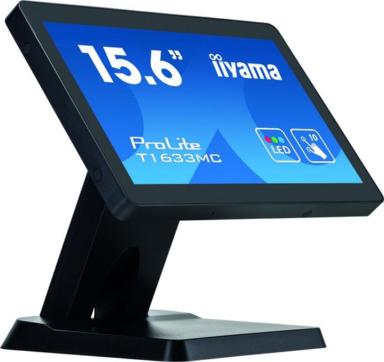 iiyama ProLite T1633MC-B1 touch screen-monitor 39,6 cm (15.6'') 1366 x 768 Pixels Multi-touch Multi-gebruiker - Zwart