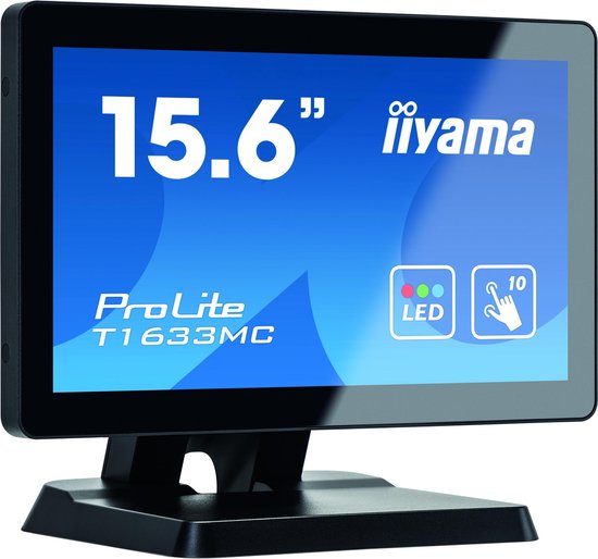 iiyama ProLite T1633MC-B1 touch screen-monitor 39,6 cm (15.6'') 1366 x 768 Pixels Multi-touch Multi-gebruiker - Zwart