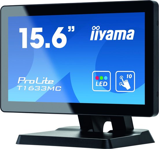 iiyama ProLite T1633MC-B1 touch screen-monitor 39,6 cm (15.6'') 1366 x 768 Pixels Multi-touch Multi-gebruiker - Zwart