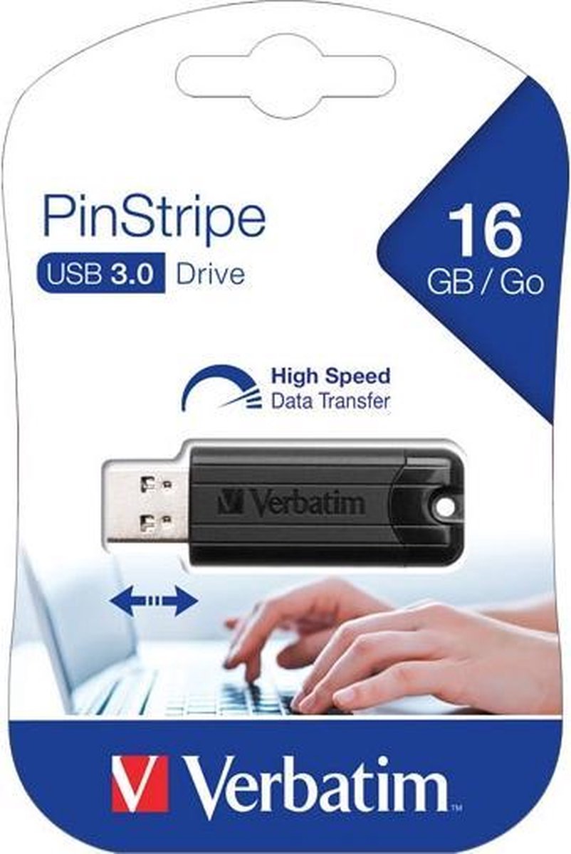 Verbatim PinStripe USB flash drive 16 GB USB Type-A 3.2 Gen 1 (3.1 Gen 1) - Zwart