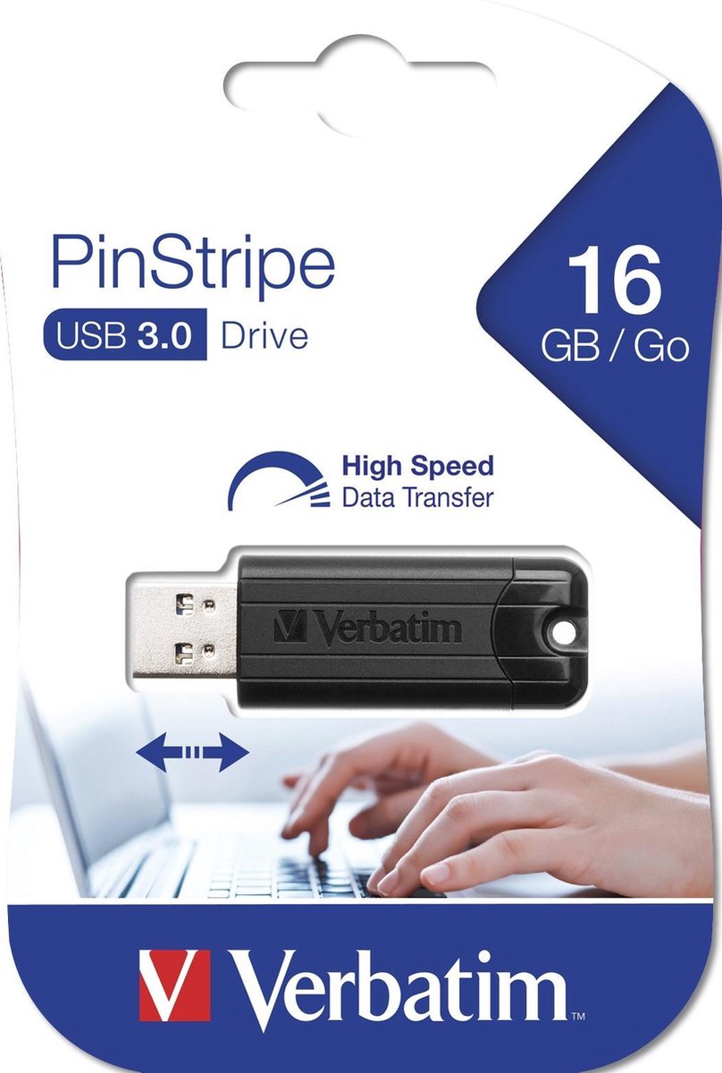 Verbatim PinStripe USB flash drive 16 GB USB Type-A 3.2 Gen 1 (3.1 Gen 1) - Zwart