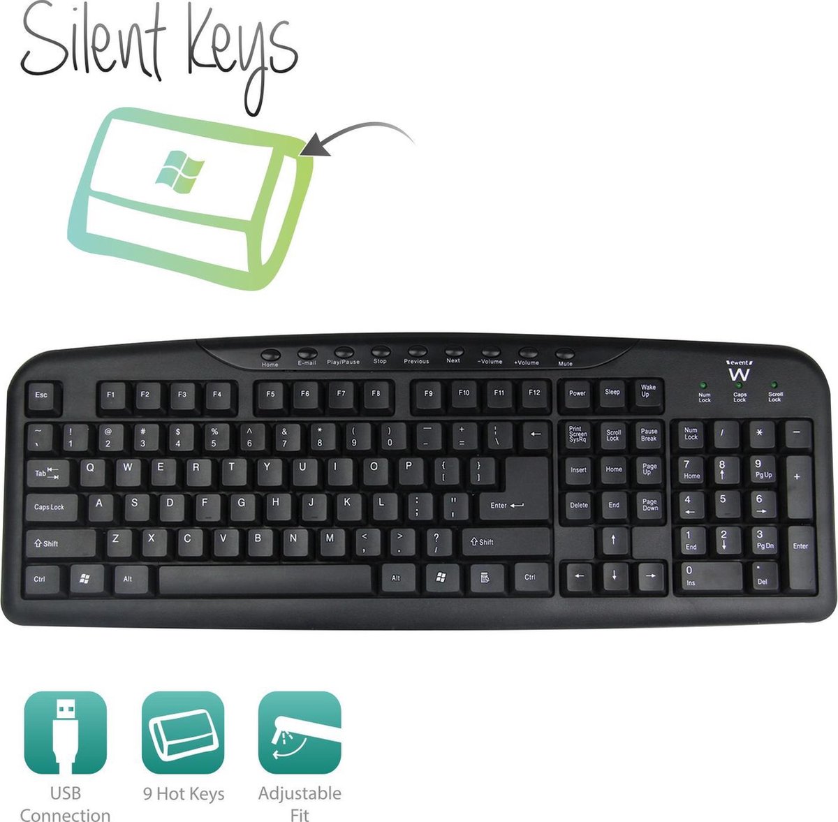 Ewent EW3130 toetsenbord - Zwart