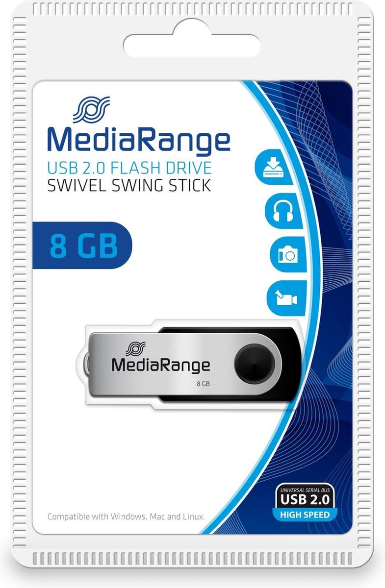 MediaRange MR908 - USB-stick - 8 GB - Zwart