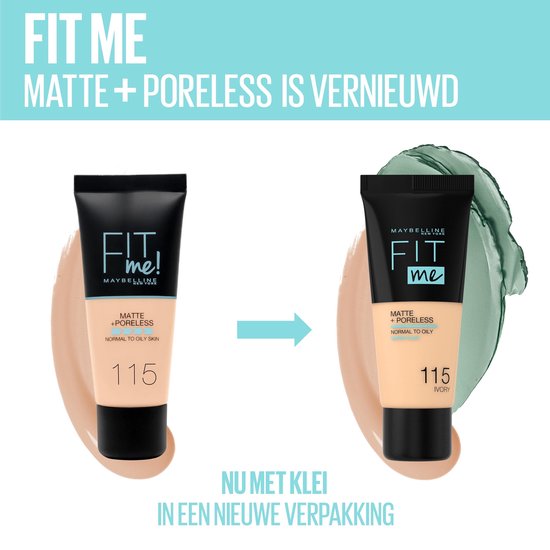 Maybelline Maybelline Fit Me Matte and Poreless Foundation 104 Soft Ivory - Lichte huid, neutrale tot gele ondertoon - Silver