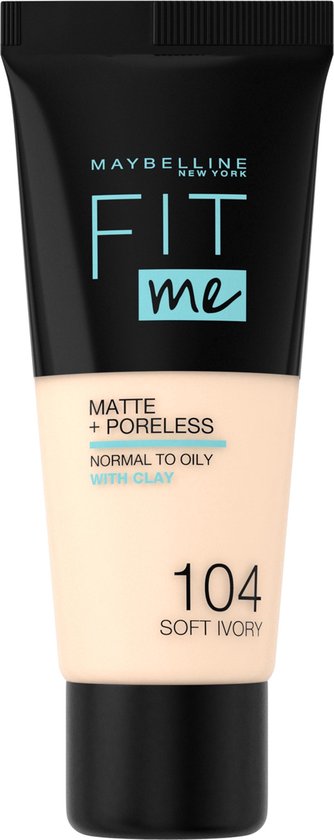 Maybelline Maybelline Fit Me Matte and Poreless Foundation 104 Soft Ivory - Lichte huid, neutrale tot gele ondertoon - Silver