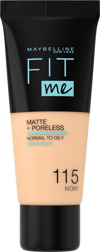 Maybelline Maybelline Fit Me Matte and Poreless Foundation 115 Ivory - Lichte tot medium huid, neutrale ondertoon - Silver