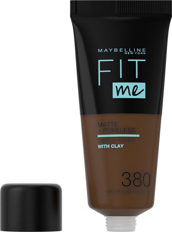 Maybelline Maybelline Fit Me Matte and Poreless Foundation 380 Rich Espresso - Diep donkere huid, roze ondertoon - Zwart