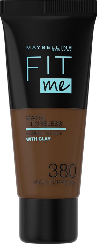 Maybelline Fit Me Matte and Poreless Foundation 380 Rich Espresso - Diep donkere huid, roze ondertoon - Negro