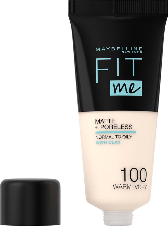 Maybelline Maybelline Fit Me Matte and Poreless Foundation 100 Warm Ivory - Zeer lichte huid, gele ondertoon