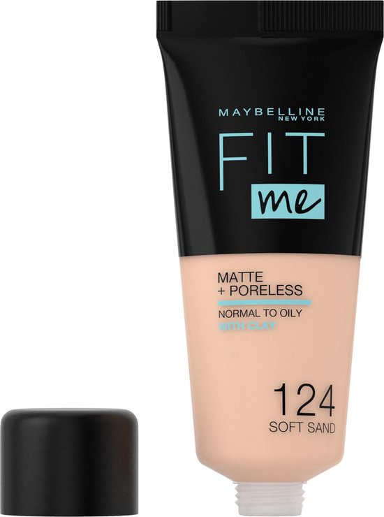 Maybelline Fit Me Matte and Poreless Foundation 124 Soft Sand - Lichte tot medium huid, neutrale ondertoon