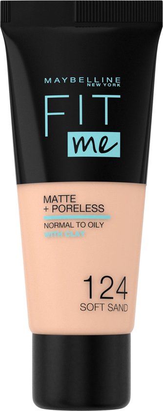 Maybelline Fit Me Matte and Poreless Foundation 124 Soft Sand - Lichte tot medium huid, neutrale ondertoon