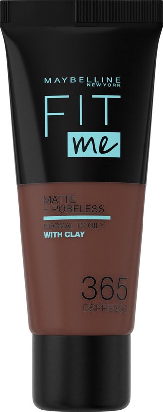 Maybelline Fit Me Matte and Poreless Foundation 365 Espresso - Diep donkere huid, neutrale ondertoon - Bruin
