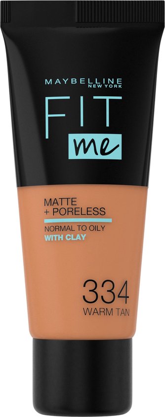 Maybelline Maybelline Fit Me Matte and Poreless Foundation 334 Warm Tan - Donkere huid, neutrale tot gele ondertoon