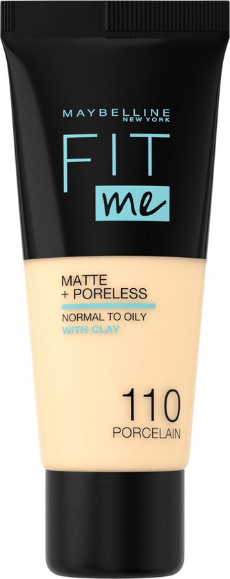 Maybelline Maybelline Fit Me Matte and Poreless Foundation 110 Porcelain - Lichte huid, gele ondertoon - Silver