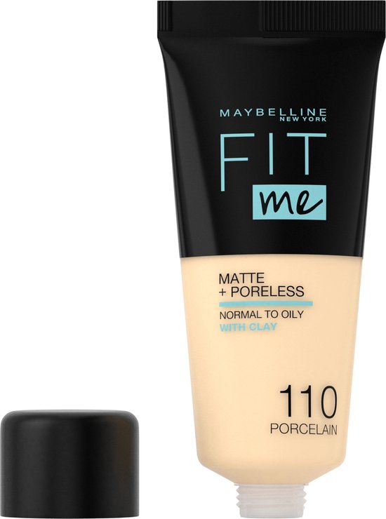 Maybelline Maybelline Fit Me Matte and Poreless Foundation 110 Porcelain - Lichte huid, gele ondertoon - Silver