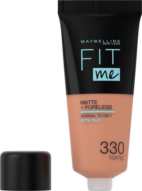 Maybelline Fit Me Matte and Poreless Foundation 330 Toffee - Donkere huid, neutrale ondertoon - Silver