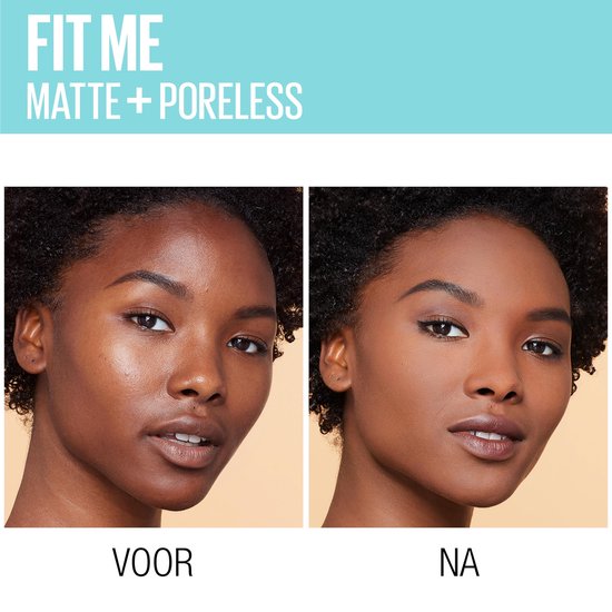 Maybelline Fit Me Matte and Poreless Foundation 330 Toffee - Donkere huid, neutrale ondertoon - Silver