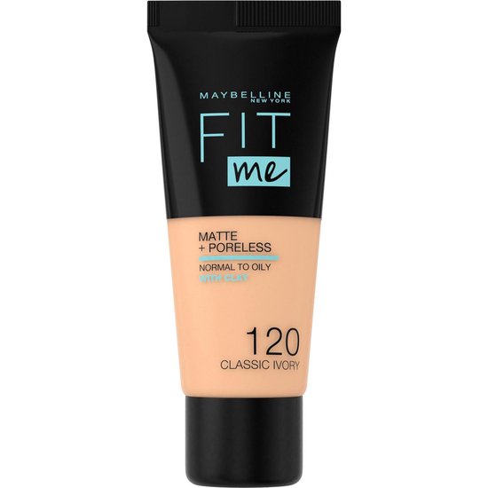 Maybelline Maybelline Fit Me Matte and Poreless Foundation 120 Classic Ivory - Lichte tot medium huid, neutrale ondertoon - Silver