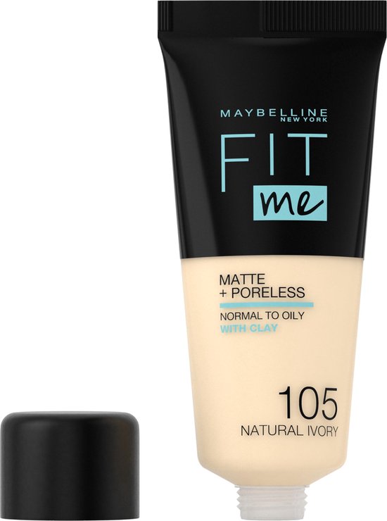 Maybelline Maybelline Fit Me Matte and Poreless Foundation 105 Natural Ivory - Lichte huid, gele ondertoon - Silver