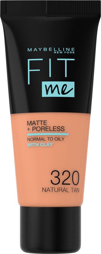 Maybelline Fit Me Matte and Poreless Foundation 320 Natural Tan - Medium tot donkere huid, neutrale ondertoon