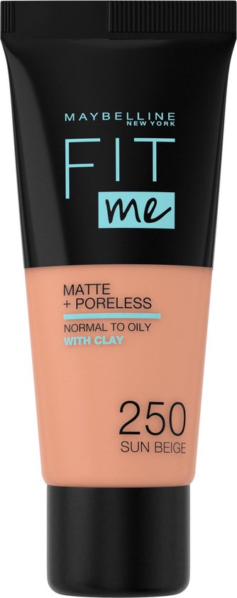 Maybelline Maybelline Fit Me Matte and Poreless Foundation 250 Sun - Medium tot donkere huid, gele ondertoon - Grijs