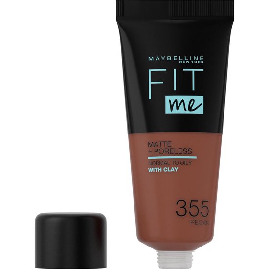 Maybelline Maybelline Fit Me Matte and Poreless Foundation 355 Pecan - Diep donkere huid, neutrale ondertoon - Bruin