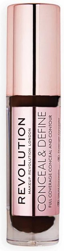 Makeup Revolution Conceal and Define Concealer C18 - Diep donkere huid, warme ondertoon. - Bruin