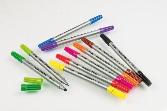 Eberhard Faber viltstiften duo 0,8+1-3mm assorti etui à 10stuks - Wit