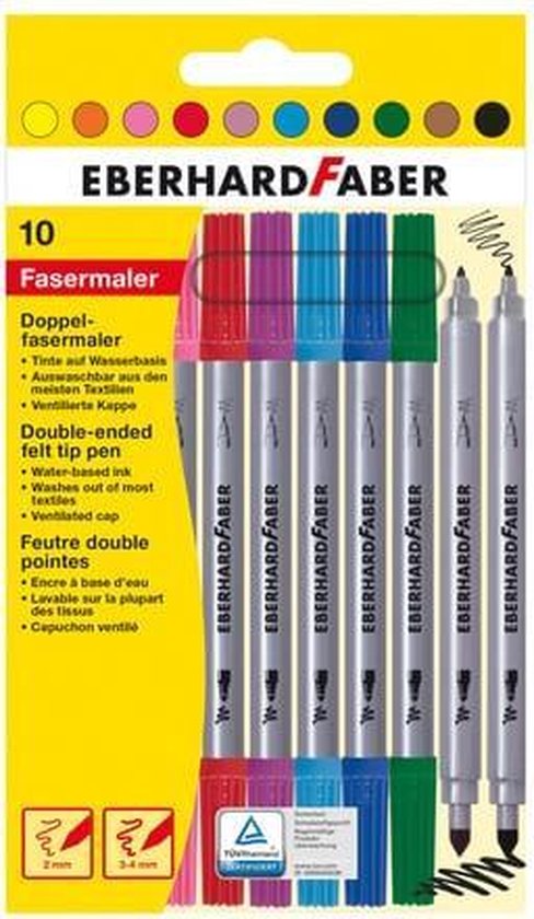 Eberhard Faber viltstiften duo 0,8+1-3mm assorti etui à 10stuks - Wit