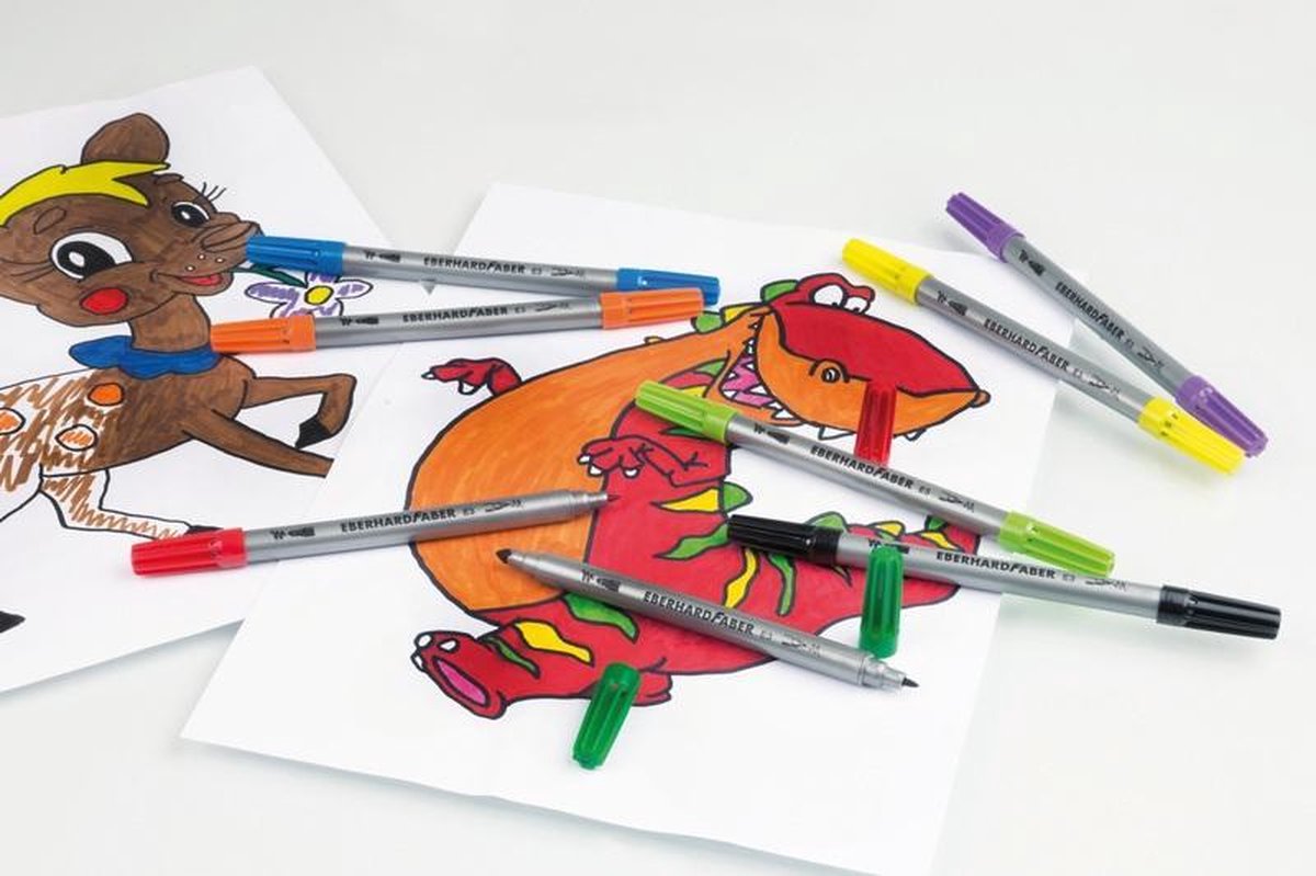 Eberhard Faber viltstiften duo 0,8+1-3mm assorti etui à 10stuks - Wit