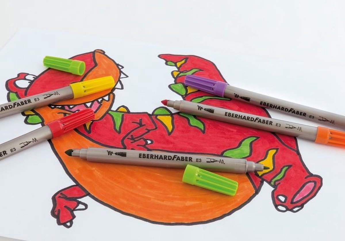 Eberhard Faber viltstiften duo 0,8+1-3mm assorti etui à 10stuks - Wit