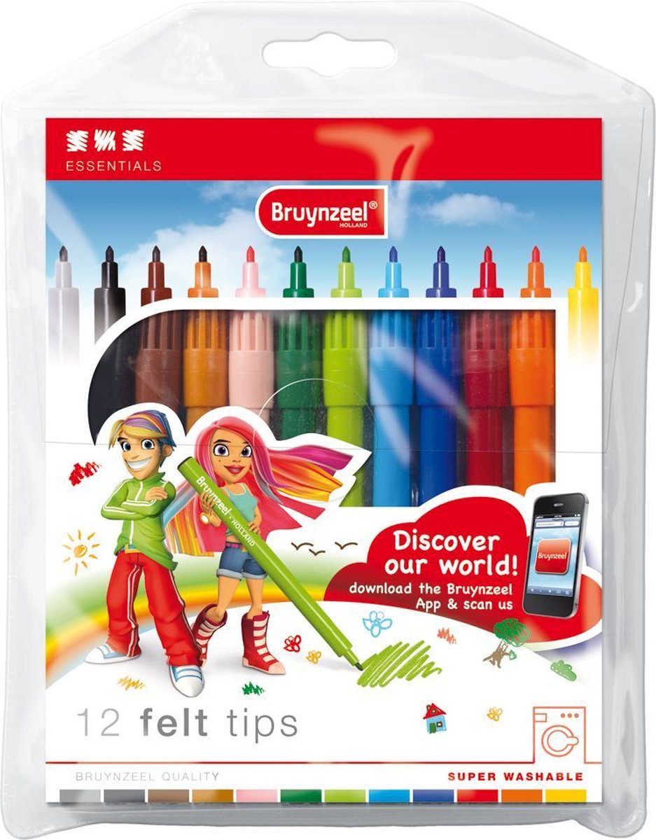 Bruynzeel viltstiften set 12 kleuren Z12B