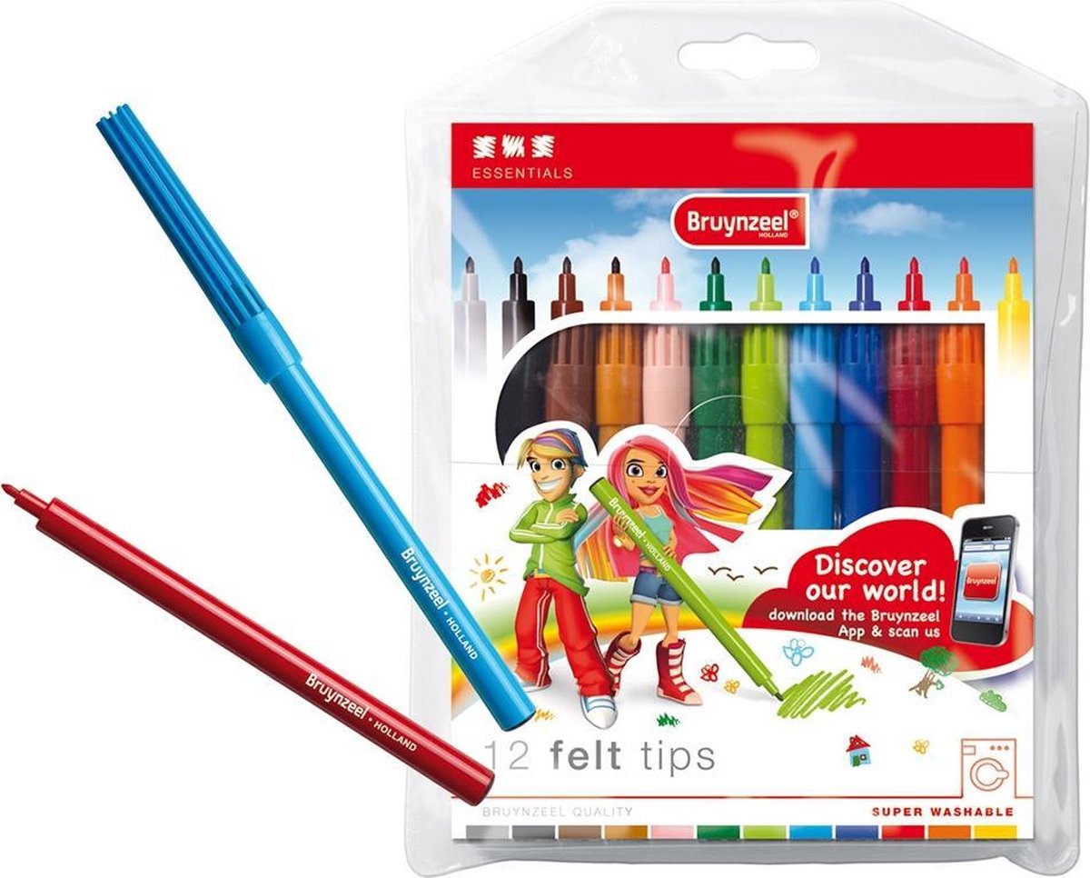 Bruynzeel viltstiften set 12 kleuren Z12B