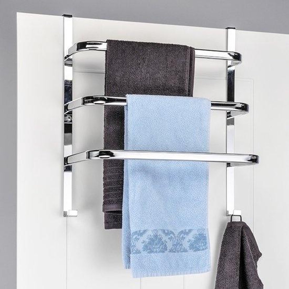 Haushalt 33128 - Handdoekenrek voor aan de deur - RVS - - Silver