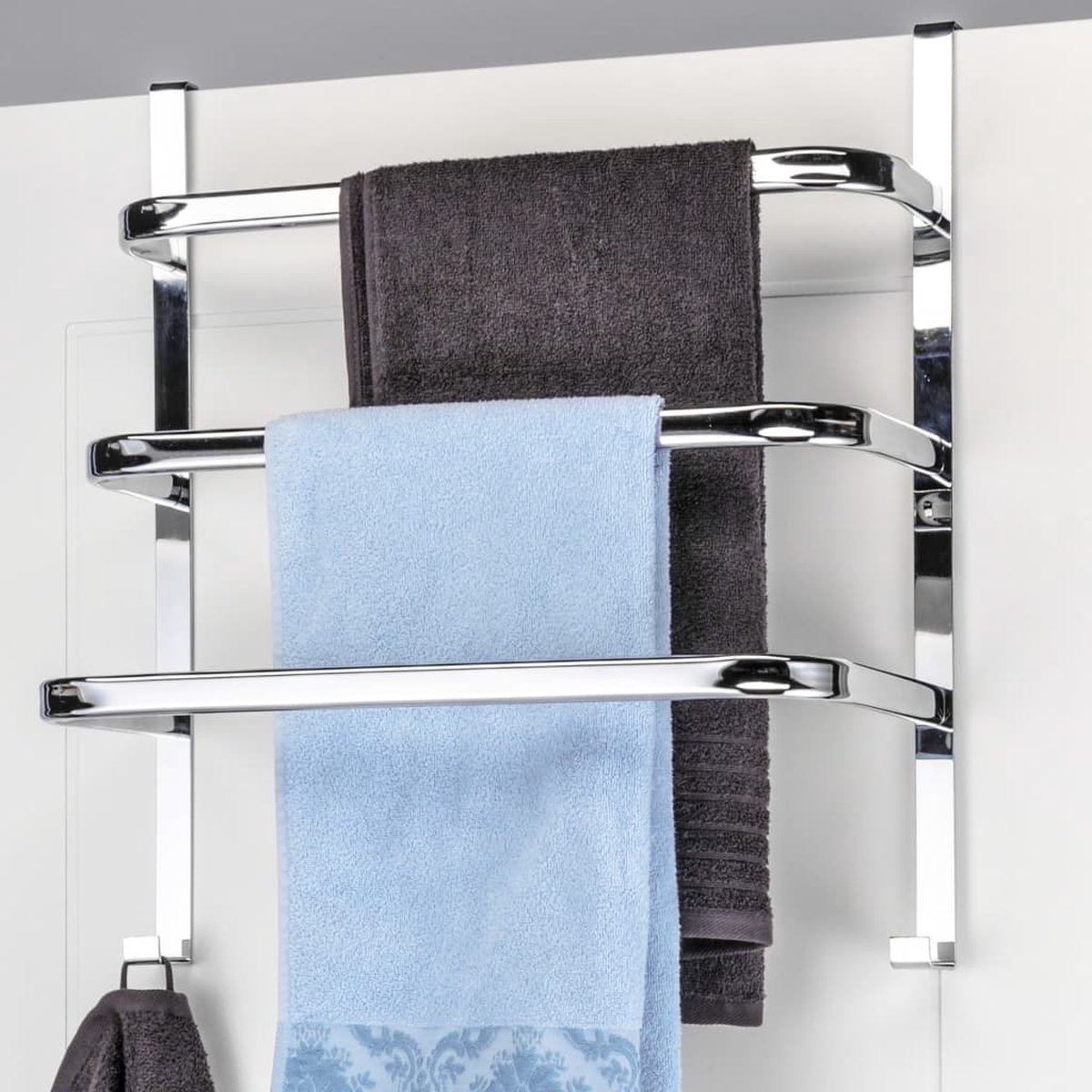 Haushalt 33128 - Handdoekenrek voor aan de deur - RVS - - Silver